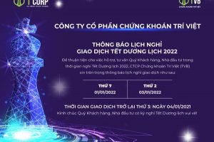 THÔNG BÁO LỊCH NGHỈ TẾT DƯƠNG LỊCH 2022 